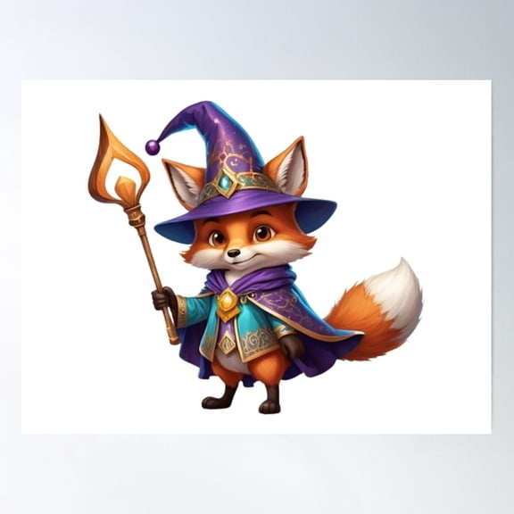 Cute Little Fox Merlin Poster Wall Art, Modern Wall Decor For Living Room Bedroom, 24x36 UNFRAMED