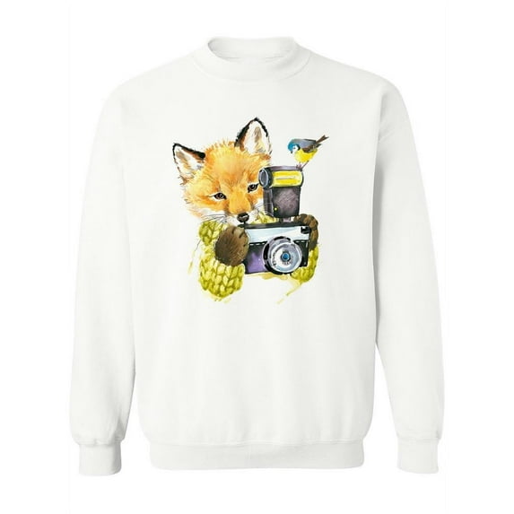 Cute Little Fox Photographer . Sweatshirt Women -Image by Shutterstock, Female x-Large