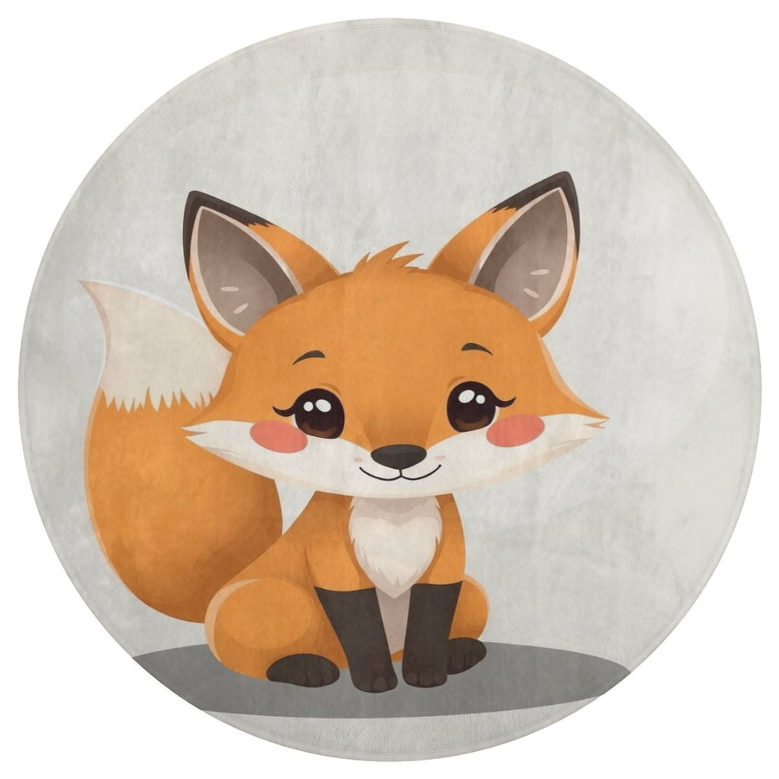 Cute Little Fox Rugs Trea Rugs NotSlip Round Rugs Area Carpets for
