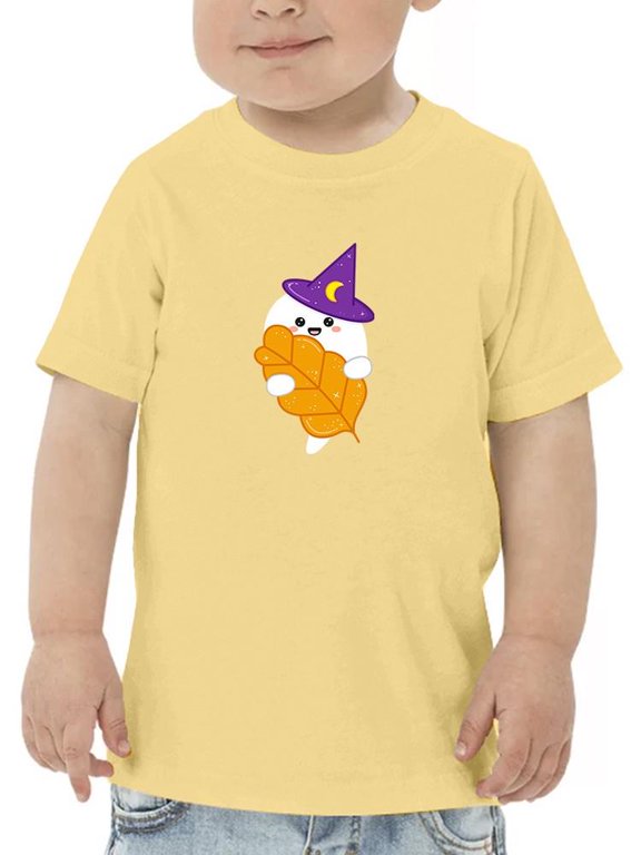 Cute Little Ghost W Autumn Leaf T-Shirt Toddler -Image by Shutterstock, 2 Toddler