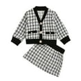 thumbnail image 1 of Cute Little Girls Ribbed Knit Cardigan Skirt Set School Style, 1 of 9