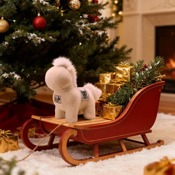 Cute Little Horse Plush Toy, 9.84inch Beige Cartoon Horse Doll for Christmas, Year of The Horse Gift, Festival Home Desk Decoration, Soft Stuffed Animal for Kids & Collectors