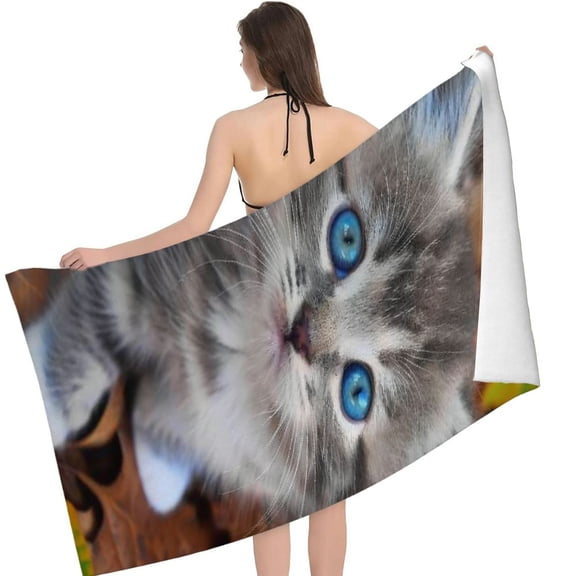Cute Little Kitty Printed Microfiber Sand Free Pool Towel Lightweight Oversized Quick Dry Absorbent Compact Travel Must Have for The Swimming, Yoga, Camping, Summer Cruise Ship