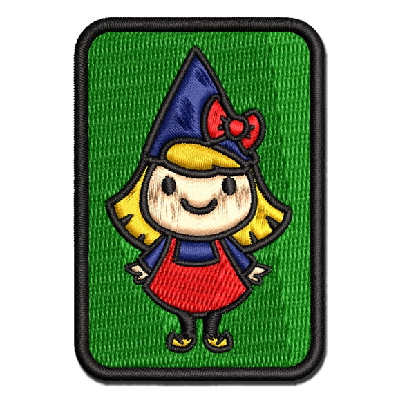 Cute Little Lady Gnome Applique Multi-Color Embroidered Iron-On Patch - 2.5 Inch Small
