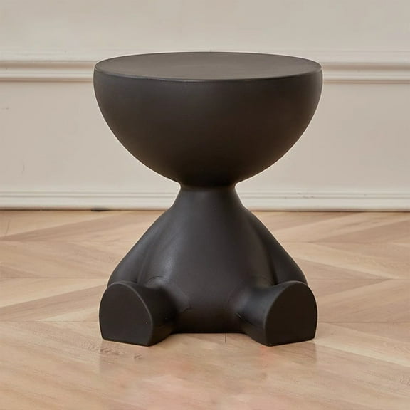 Cute Little Man can Store Small Coffee Table Creative Small Flat Head Movable Table Round Plastic Side Table, Suitable for Living Room, Bedroom, Terrace, Office