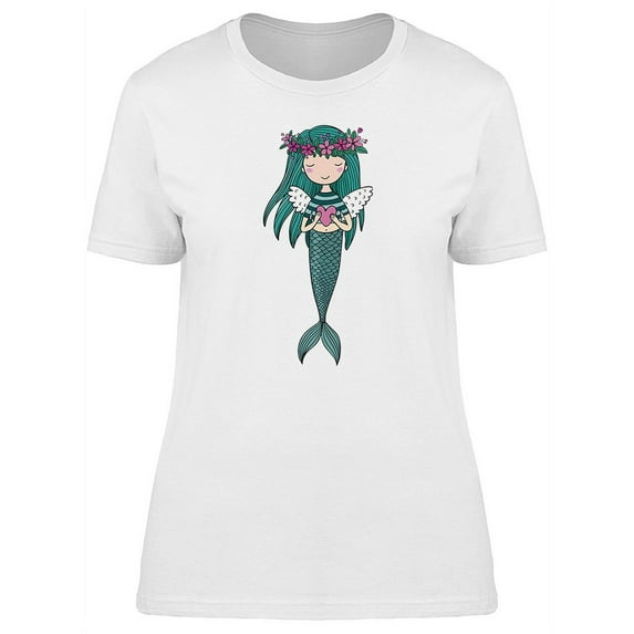 Cute Little Mermaid With Wings T-Shirt Women -Image by Shutterstock, Female x-Large