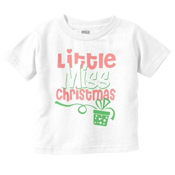 Cute Little Miss Christmas Present Toddler Baby Girl T Shirt Brisco Brands 12M