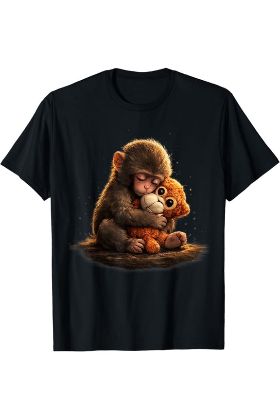 Cute Little Monkey Punch Viral Zoo Japan Shirt BLACK Unisex S-5XL Hot Trending Shirt