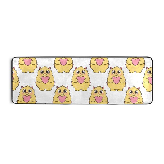 Cute Little Monster Runner Rug 24x72 Inch Cushioned Non Slip Soft Absorbent Floor Mat