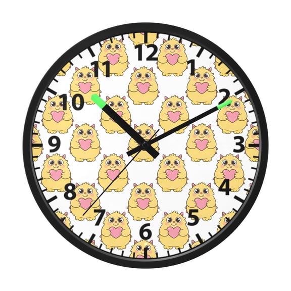 Cute Little Monster Wall Clock 12 Inch Voice Activated Night Light Silent Non Ticking