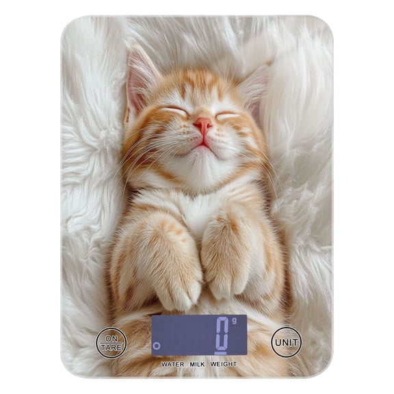 Cute Little Orange Cat Food Scale Digital Kitchen Scale Waterproof Grams Ounces lbs for For Baking and Cooking