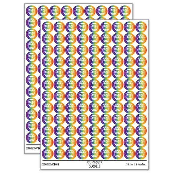 Cute Little Owl with Big Scarf 200+ Round Stickers - Rainbow - Gloss Finish - 0.50" Size