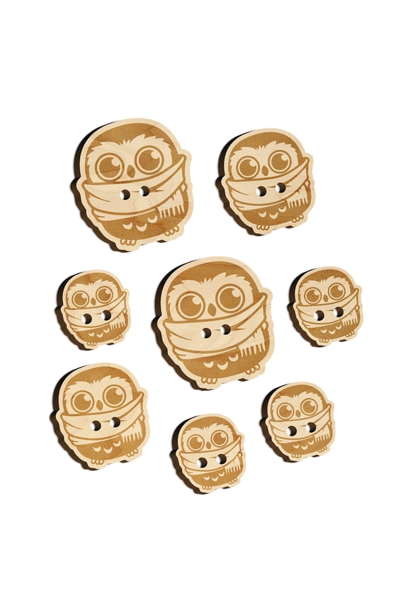 Cute Little Owl with Big Scarf Wood Buttons for Crochet Knitting Sewing DIY Craft - 1.25 Inch Large (5pcs)