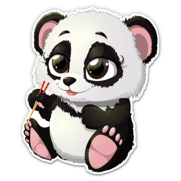 Cute Little Panda - 3" Vinyl Sticker - For Car Laptop Water Bottle Phone - Waterproof Decal