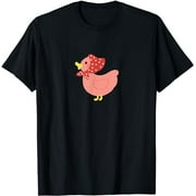 Cute Little Pink Duckling with Polka Dot Scarf Graphic T-Shirt