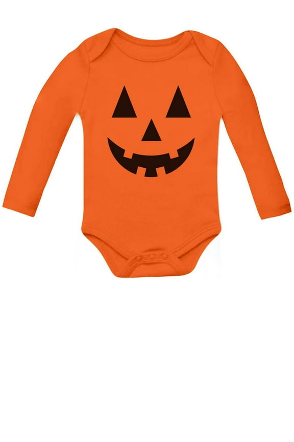 Cute Little Pumpkin Outfit Halloween Infant Jack O' Lantern Baby Long Sleeve Bodysuit 6M Orange