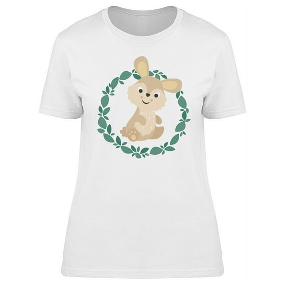 Cute Little Rabbit Cartoon T-Shirt Women -Image by Shutterstock, Female Large