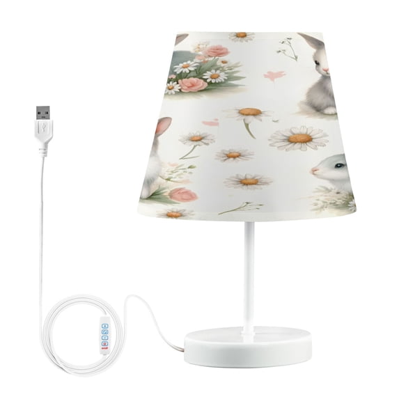 Cute Little Rabbit with Flower Desk Lamp LED Table Nightstand Lamps with 3 Color Temperatures for Home Bedroom Living Room Decor 8x12