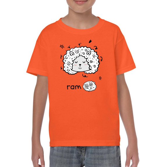 Cute Little Ram Face T-Shirt Juniors -Image by Shutterstock, Large