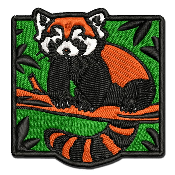 Cute Little Red Panda Applique Multi-Color Embroidered Hook & Loop Patch - 3.5 Inch Large