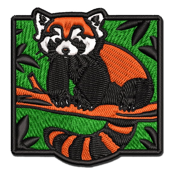 Cute Little Red Panda Applique Multi-Color Embroidered Iron-On Patch - 2.0 Inch Mini