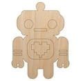 thumbnail image 1 of Cute Little Robot with a Heart Wood Shape Unfinished Piece Cutout Craft DIY Projects - 4.70 Inch Size - 1/8 Inch Thick, 1 of 7
