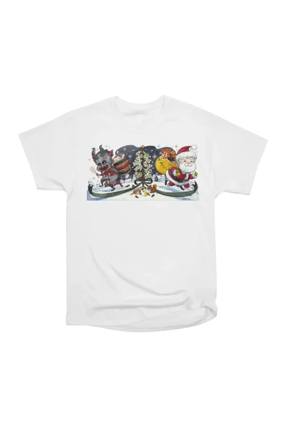 Cute Little Santa and his Spooky pal Krampus T-Shirt Tee Gift For Him Merch For Her Appare