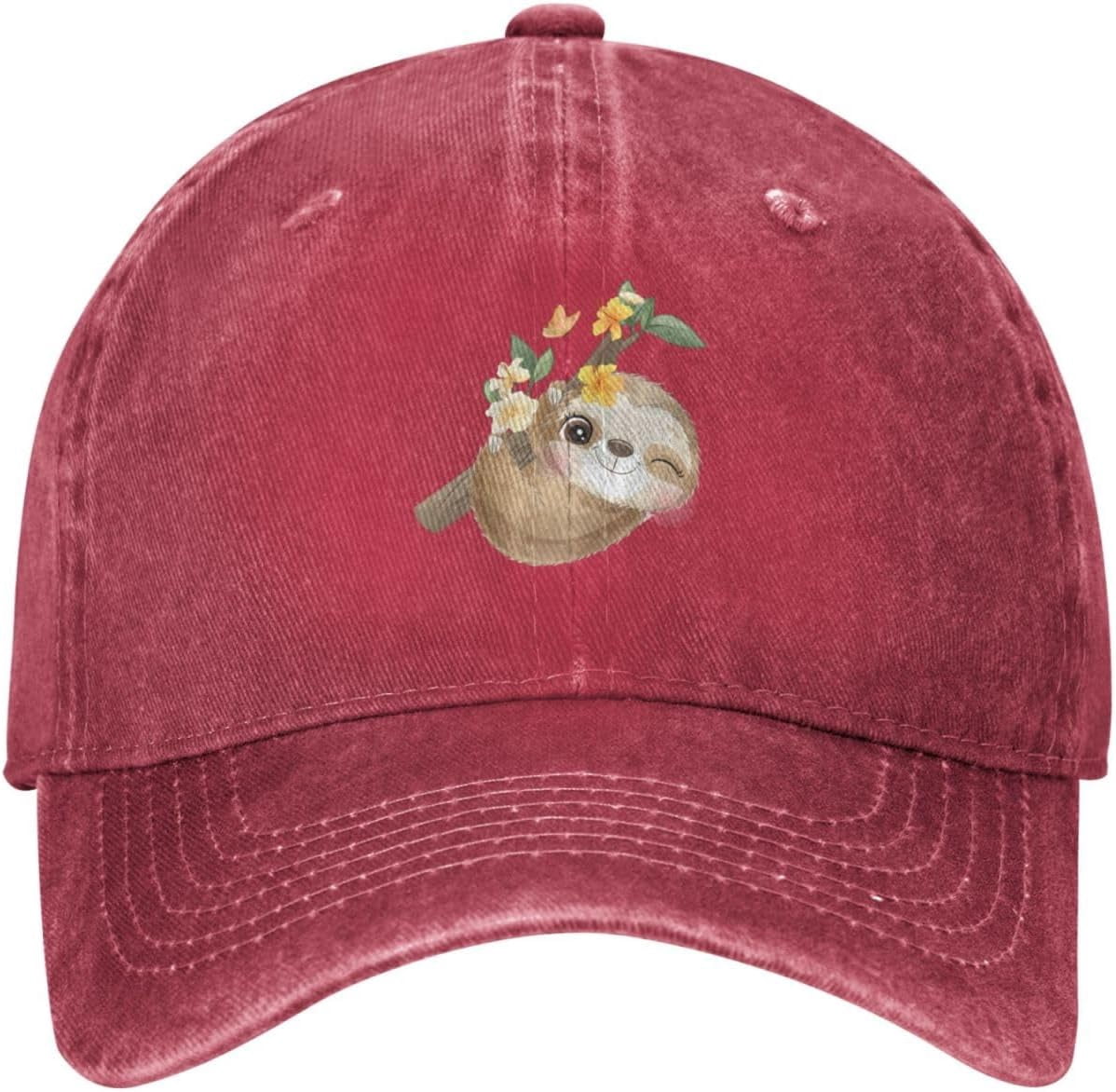 TXJSOU Adjustable Cotton Baseball Hat - Vintage Sloth Print Dad Cap For Men & Women, One Size Fits Most
