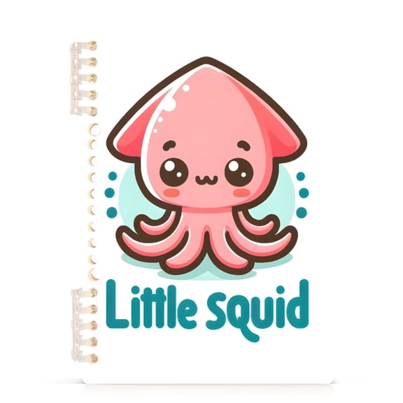 Cute Little Squid Notebooks 1-subject Journal 60 Sheets A5 College Ruled Paper Detachable Ring 8.3"x5.7"