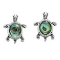 thumbnail image 1 of Cute Little Sterling Silver Turtle Abalone Shell Stud Earrings, 1 of 5