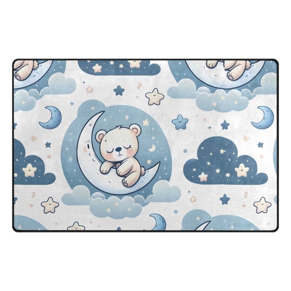 Cute Little Teddy Bear Memory Foam Area Rug 31"x20" Non Slip, Absorbent, Fade Proof for Living Room, Bedroom, Office