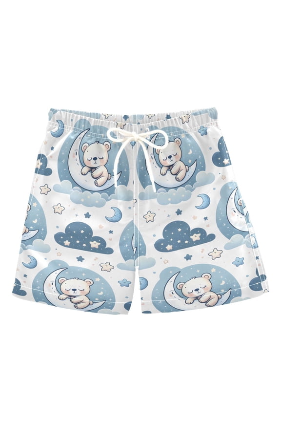 Cute Little Teddy Bear Swim Trunks Quick Dry Beach Pool Board Shorts Lightweight Stylish Print Sizes 2T to XL