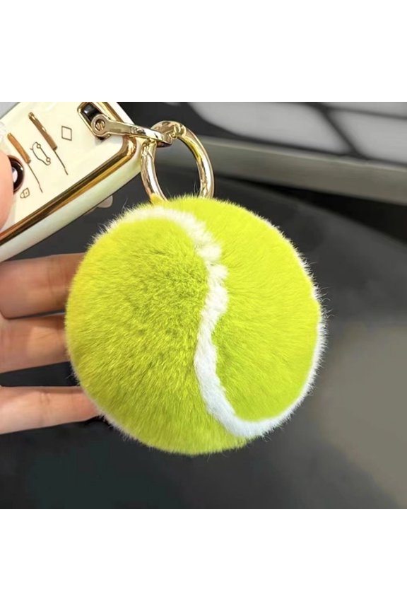Cute Little Tennis Imitate Rex Rabbit Fur Tennis Pendant Car Key Ring