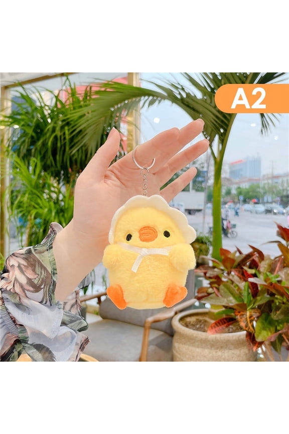Cute Little Yellow Chicken Bag Pendant Plush Toy Doll Netred Chick Keychain Gift