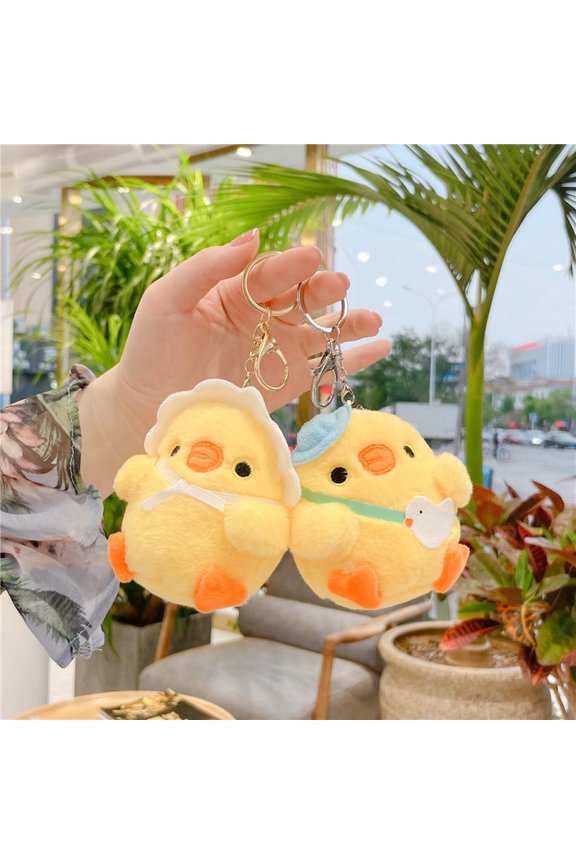 Cute Little Yellow Chicken Bag Pendant Plush Toy Doll Netred Chick Keychain Gift