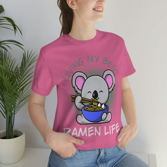 Cute Living My Best Ramen Life Kawaii Anime Koala Chopsticks Tshirt S-3XL