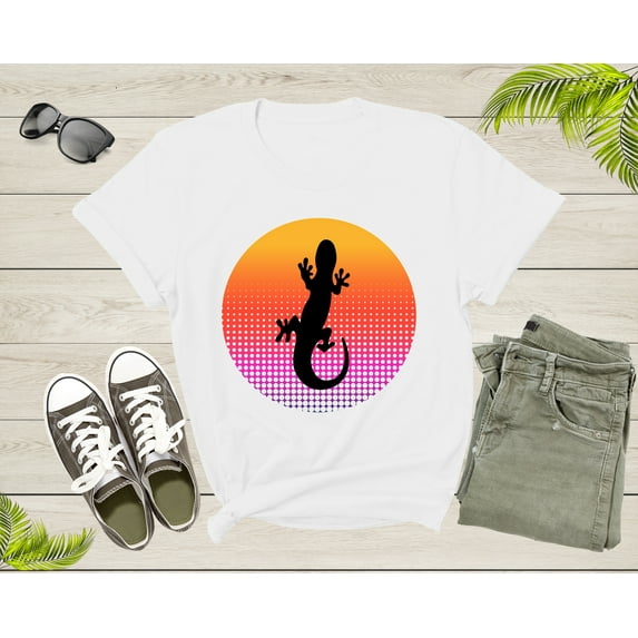 Cute Lizard Gecko Animal Silhouette at Sunset for Men Women T-Shirt Gecko Lover Gift T Shirt for Men Women Kids Boys Girls Graphic Tshirt