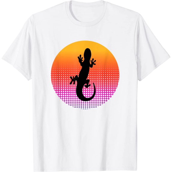 Cute Lizard Gecko Animal Silhouette at Sunset for Men Women T-Shirt
