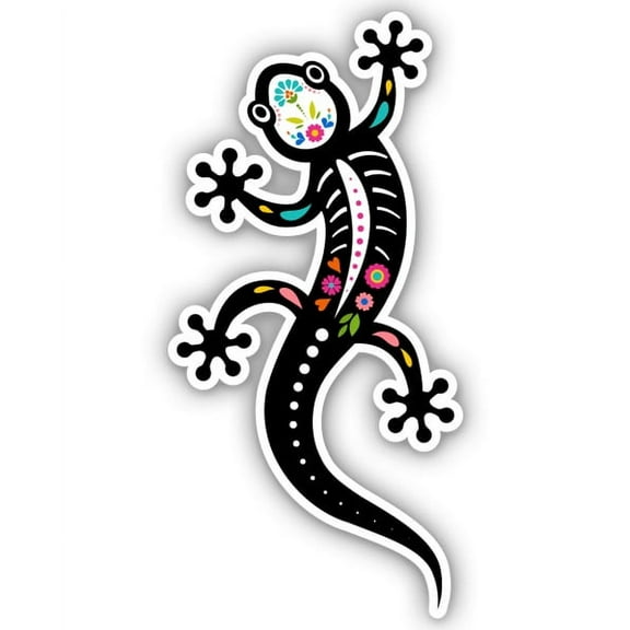 Cute Lizard Mexican Sugar Skull - 3" Vinyl Sticker - For Car Laptop Water Bottle Phone - Waterproof Decal