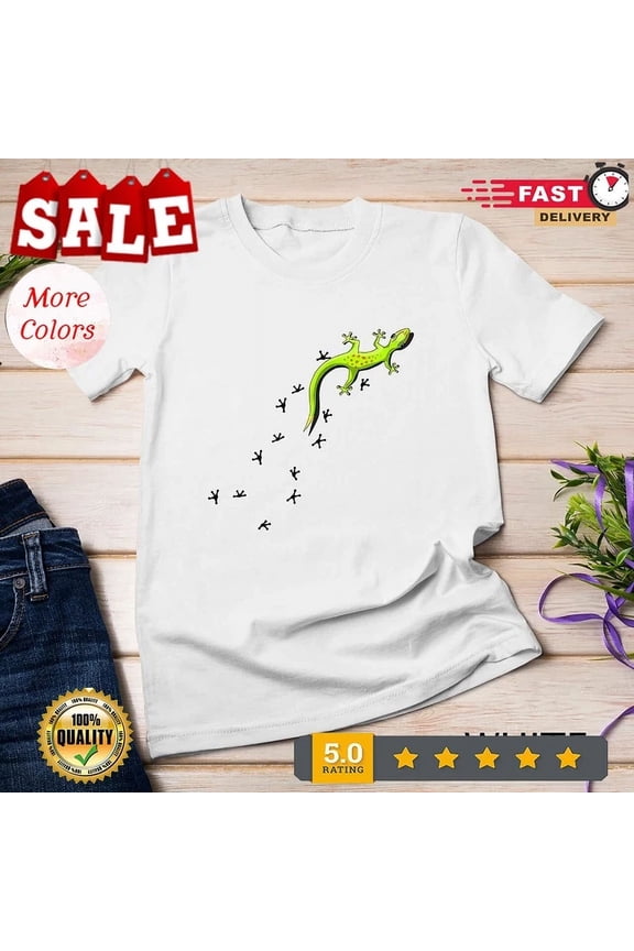Cute Lizard Reptile Tracks Climbing Gecko T-Shirt Unisex T-Shirt Birthday Gifts; For Men & Women