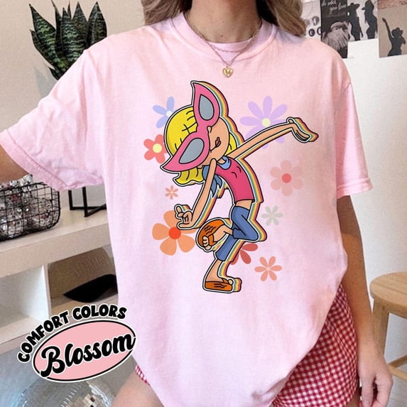 Cute Lizzie McGuire Comfort Colors T-Shirt, Colorful Floral Lizzie McGuire Tee,Blossom Color,Size XL