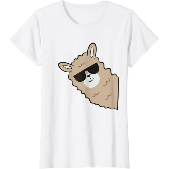 Cute Llama Alpaca With Sunglasses Funny Llama T-Shirt