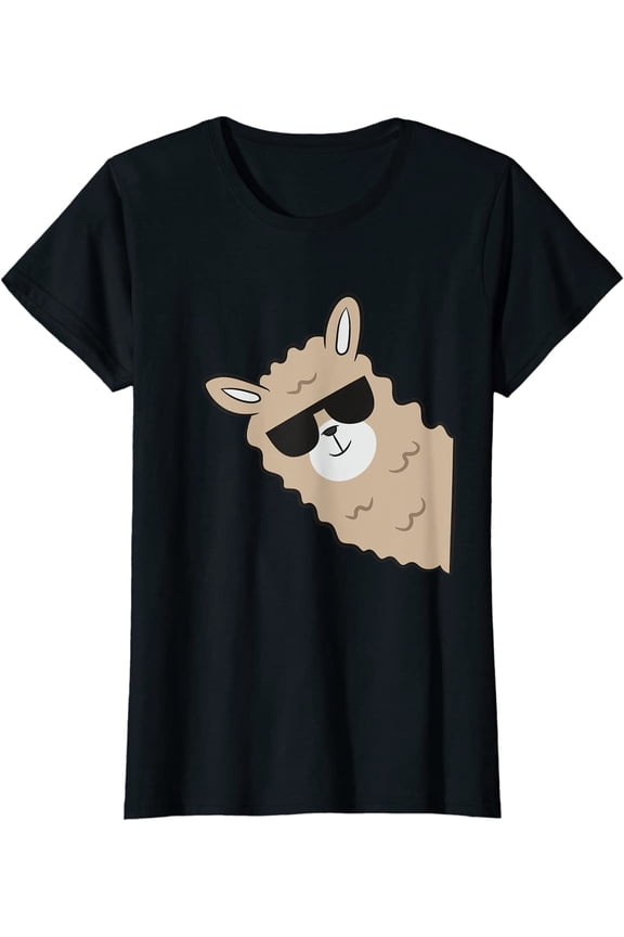 Cute Llama Alpaca With Sunglasses Funny Llama T-Shirt