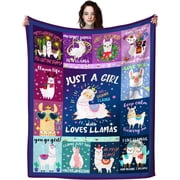 Cute Llama Blanket Soft Warm Alpaca Throw Blankets Cartoon Llama Sofa Couch Bed Birthday Llama Gifts for Girls Adult Kids 80"x60"