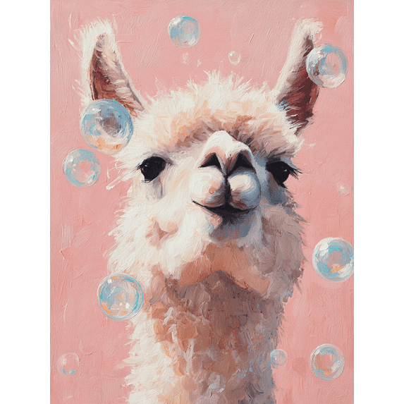 Cute Llama Bubble Canvas Wall Art,Kids Room Nursery Decor for Bathroom Bedroom Living Room