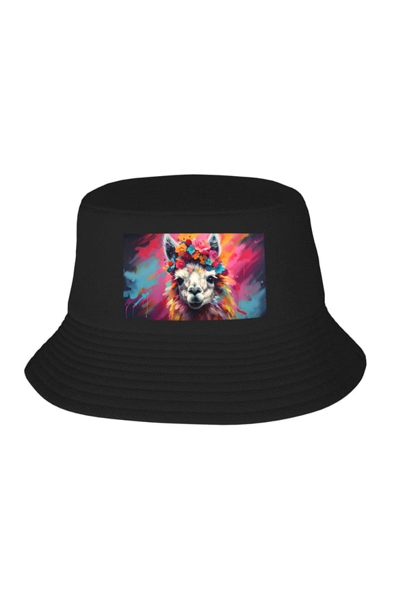 Cute Llama Bucket Hat For Womens And Mens Outdoor Beach Fisherman Hat Sun Hat