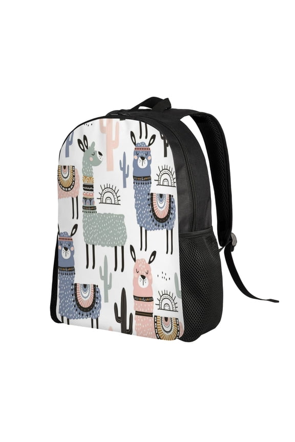 Cute Llama Cactus Backpack Double Shoulder Backpack Durable, Spacious, Ergonomic Design for Travel, Work & Outdoor Use