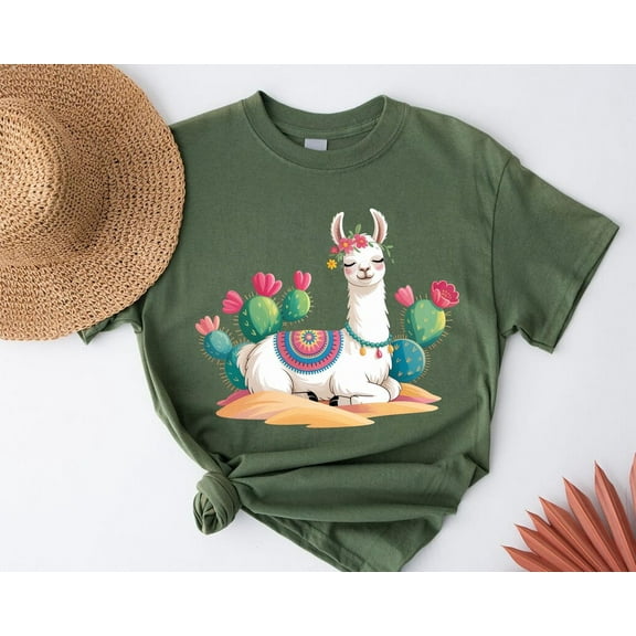 Cute Llama Cactus Shirt - Boho Alpaca Graphic Tee - Southwestern Desert T-Shirt - Animal Lover Women TSHIRT All Size S-5XL