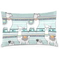 thumbnail image 1 of Cute Llama On Ethnic Back Velvet Oblong Lumbar Plush Throw Pillow Cover/Shams Cushion Case 20x26in Decorative Invisible Zipper Design for Couch Sofa Pillowcase Only, 1 of 7