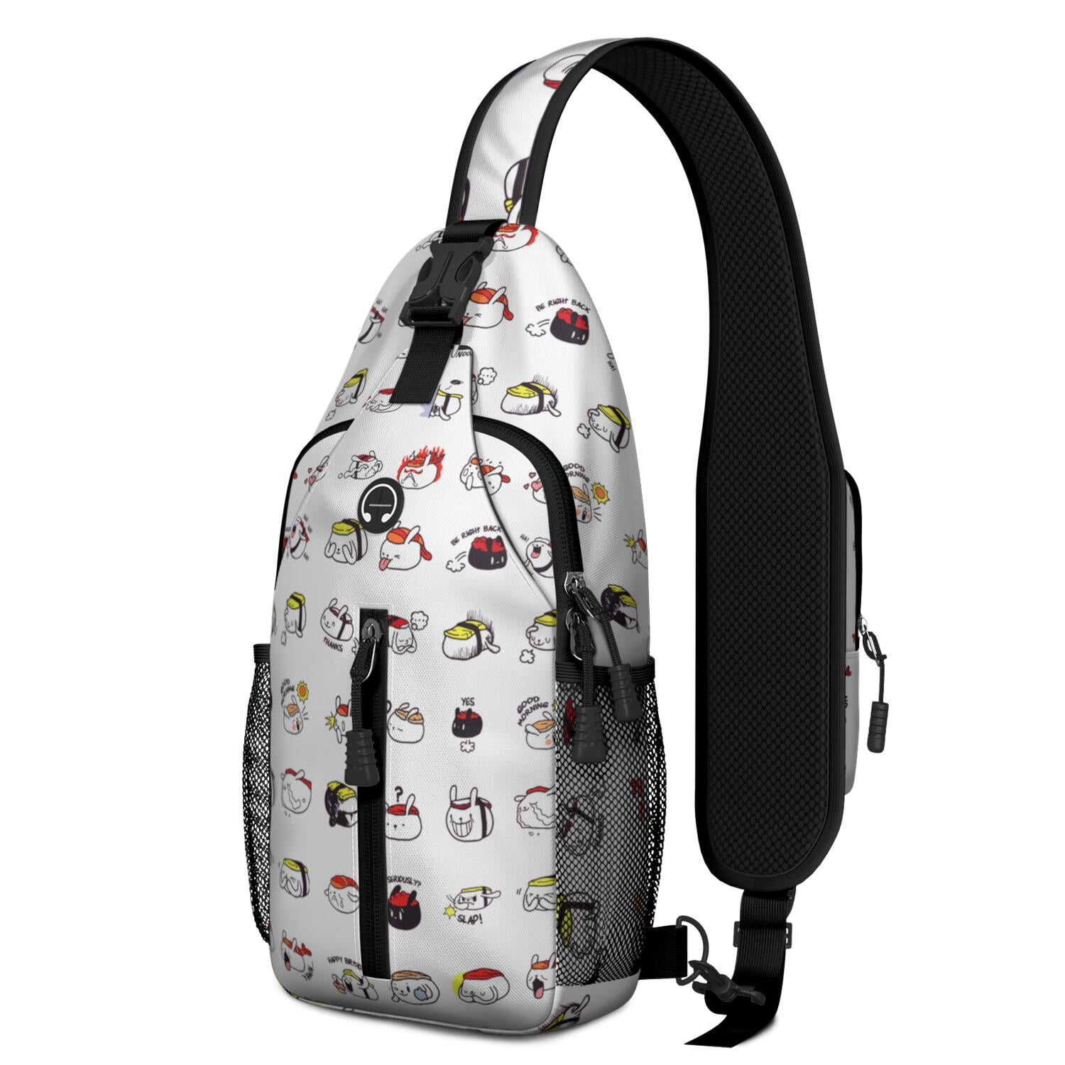 Cute Llama Face Print Sling Backpack – Lightweight, Anti-theft Pocket, Water-resistant – Adorable Kawaii Alpaca Cartoon Travel Chest Bag